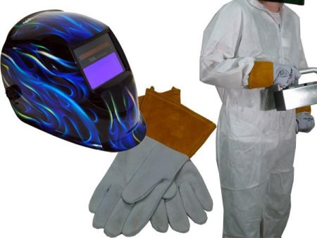 Professional UV Safety Gear Kit - Weldmark Helmet, Gloves and Tyvek Suit Discount