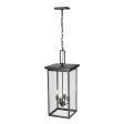 Barkeley 27 in. 4 Lights Outdoor Hanging Lantern Powder Coated Black Finish Online now