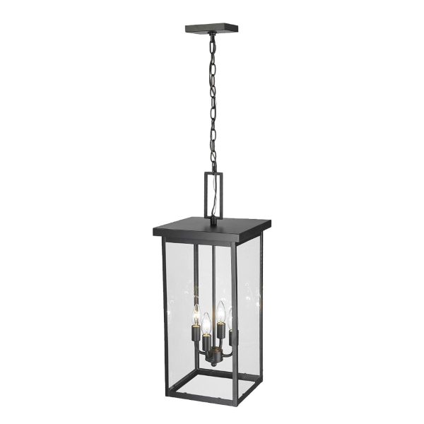 Barkeley 27 in. 4 Lights Outdoor Hanging Lantern Powder Coated Black Finish Online now