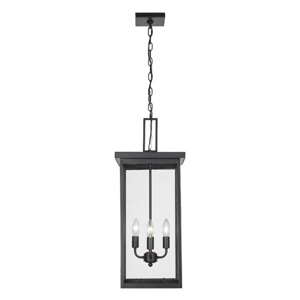 Barkeley 27 in. 4 Lights Outdoor Hanging Lantern Powder Coated Black Finish Online now