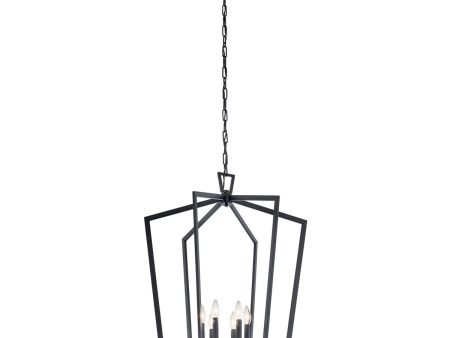 Abbotswell 25 in. 6 Lights Chandelier Black Finish Fashion