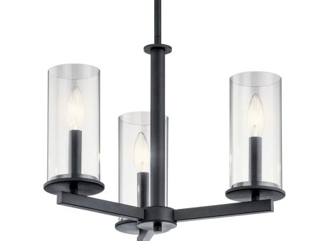 Crosby 18  3-Light Convertible Chandelier with Clear Glass, Black Finish Online