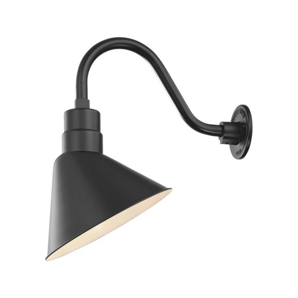 R series 12 In. Satin Black Outdoor Angle Shade with 3 4 In. Fitter Supply