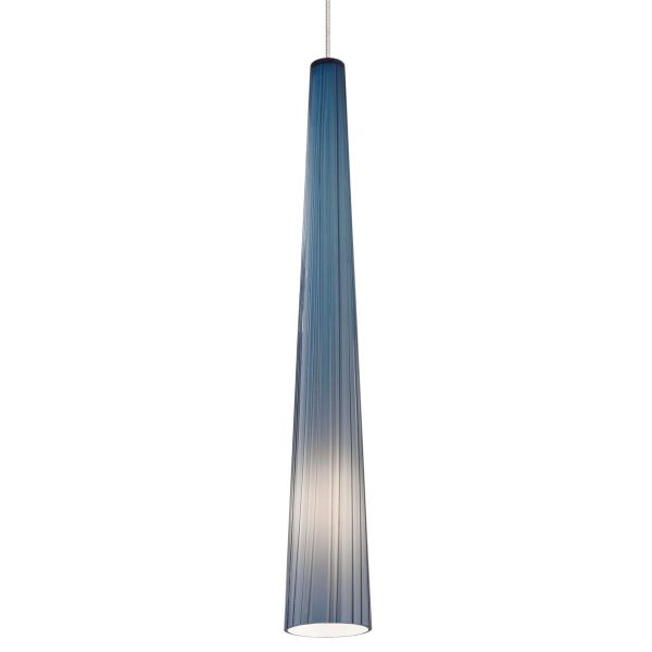 Zenith 4 in. LED Pendant Light MO 6W 258 Lumens 3000K Steel Blue Glass Nickel Finish For Sale