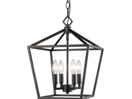 12 in. 4 Lights Pendant Light Black Finish For Discount