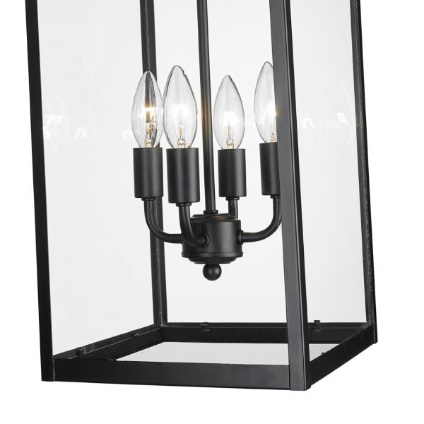 Barkeley 27 in. 4 Lights Outdoor Hanging Lantern Powder Coated Black Finish Online now