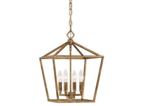 12 in. 4 Lights Pendant Light Gold Finish For Discount