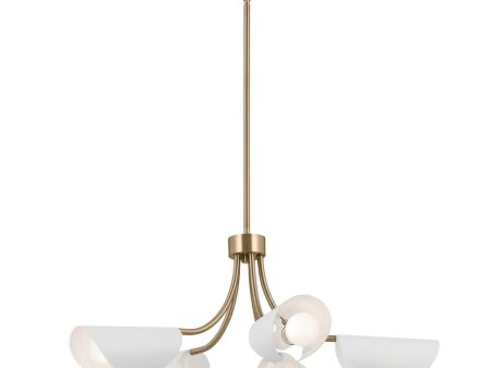 Arcus 29 in. 5 Lights Chandelier Semi-flush Champagne Bronze Finish with White shade on Sale