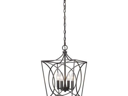 Tracy 12 in. 4 Lights Pendant Light Matte Black Finish Supply