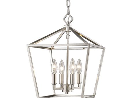 12 in. 4 Lights Pendant Light Nickel Finish For Cheap