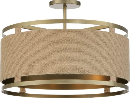 Windward Passage 21 in. 4 Lights Semi flush Mount Light Brass finish Online Hot Sale