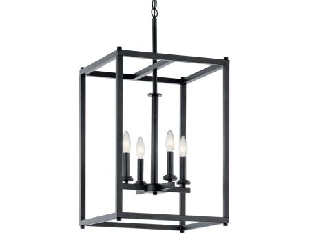 Crosby 31  4-Light Pendant Light with Clear Glass, Black Finish Supply