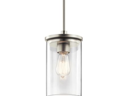 Crosby 11  1-Light Mini Pendant Light with Clear Glass, Brushed Nickel Finish Online