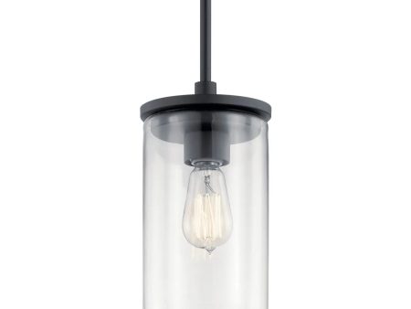 Crosby 11  1-Light Mini Pendant Light with Clear Glass, Black Finish For Cheap