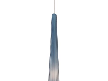 Zenith 3 in. LED Pendant Light MP 300 Lumens Steel Blue Glass Chrome Finish For Discount