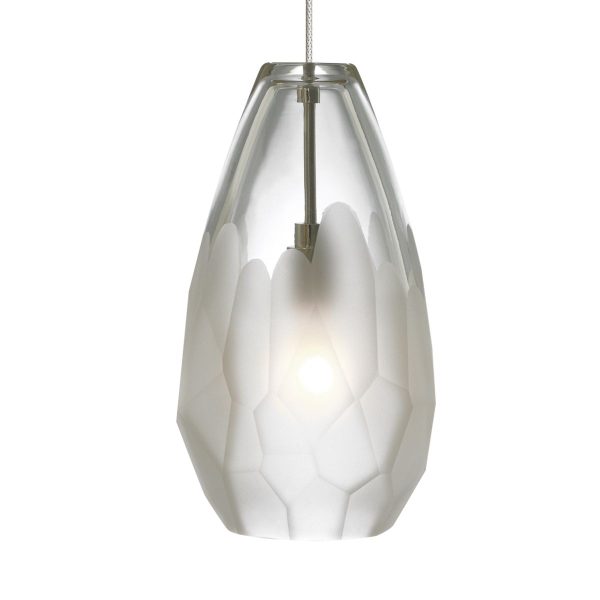 Briolette 4 in. Freejack LED Pendant Light 500 Lumens Satin Nickel Finish Frost Glass Discount