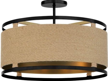 Windward Passage 21 in. 4 Lights Semi flush Mount Light Brass & Black finish For Discount