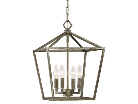 12 in. 4 Lights Pendant Light Silver Finish For Discount