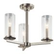 Crosby 18  3-Light Convertible Chandelier with Clear Glass, Brushed Nickel Finish For Cheap