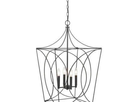 Tracy 18 in. 4 Lights Pendant Light Black Finish Discount