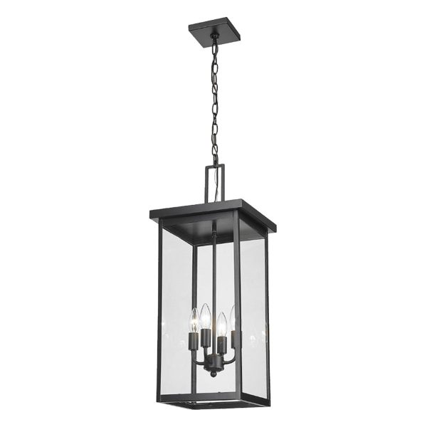 Barkeley 27 in. 4 Lights Outdoor Hanging Lantern Powder Coated Black Finish Online now