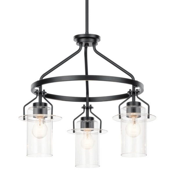 Everett 23 in. 3 Lights Chandelier Black finish Online now