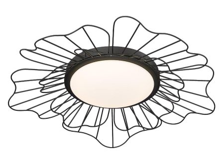 Yasmin 24 in. LED Flush Mount Light Black Finish Online