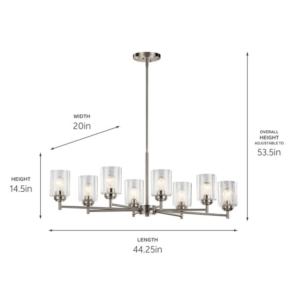 Winslow 45  8-Light Chandelier, Brushed Nickel Finish Discount