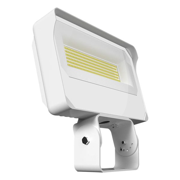 Dusk To Dawn LED Flood Light, 70 80 90W, 14000 Lumens, 30K 40K 50K, 120-277V, Trunnion Mount, White Fashion