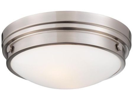 13 in. 2 Lights Flush Mount Light Brushed Nickel finish For Discount