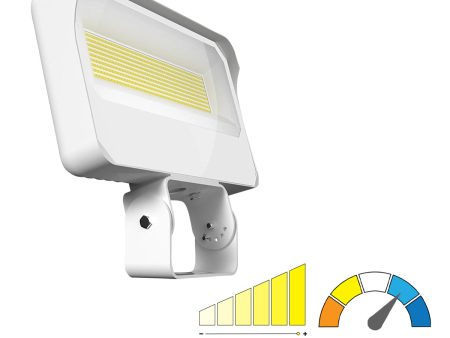 Dusk To Dawn LED Flood Light, 120 140 160W, 24000 Lumens, 30K 40K 50K, 120-277V, Trunnion Mount, White Supply