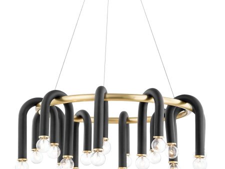 Whit 20 Lights Chandelier Aged Brass & Black finish Discount