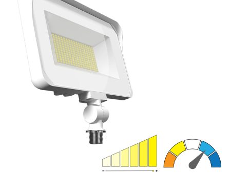 Dusk To Dawn LED Flood Light, 45 55 65W, 10000 Lumens, 30K 40K 50K, 120-277V, Knuckle Mount, White For Cheap