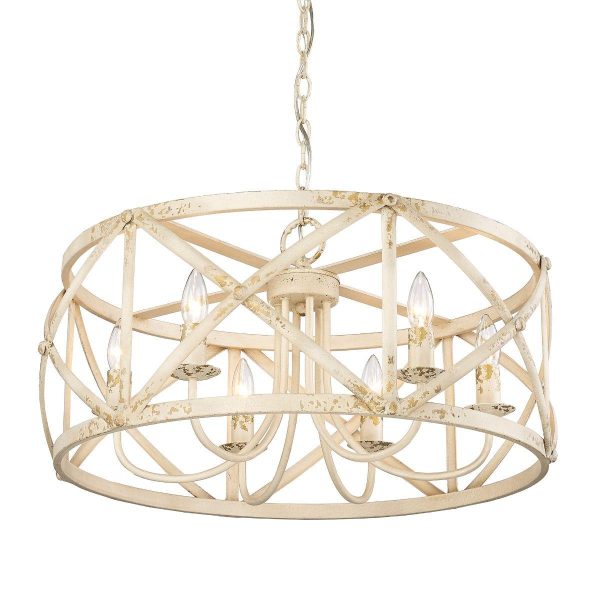 Alcott 6 Lights 26 in. Chandelier Ivory white Finish Supply