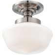 12 in. Semi flush Mount Light Polished Nickel finish For Discount