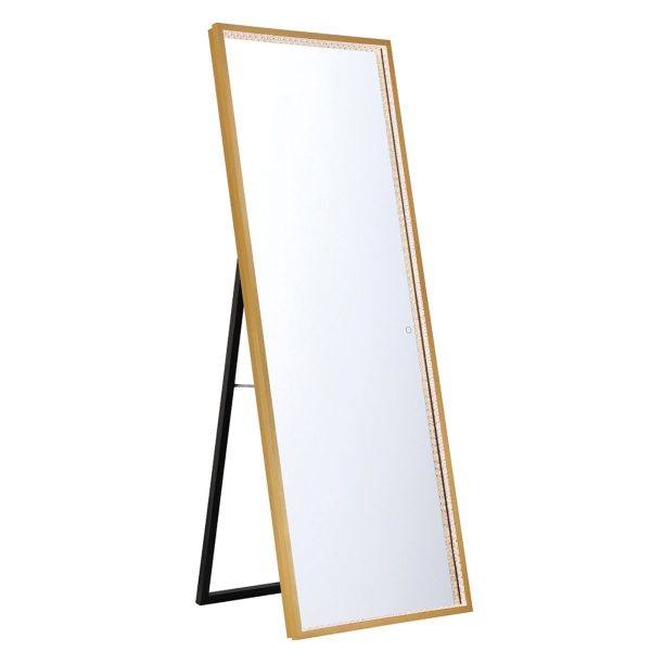 Cerissa 65 In. X 24 In. LED Floor Mirror Selectable CCT Gold Finish For Cheap