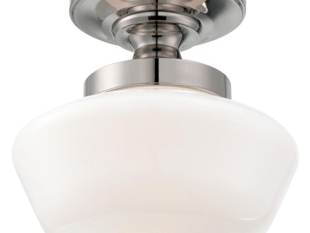 12 in. Semi flush Mount Light Polished Nickel finish For Discount